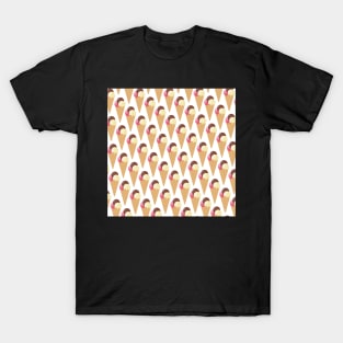 Chocolate, Vanilla and strawberry ice cream pattern T-Shirt